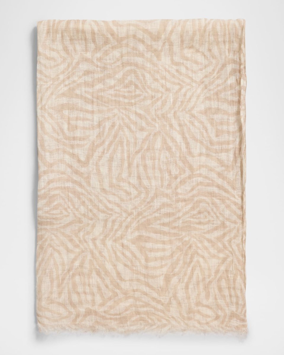 Zebra-Print Linen Scarf